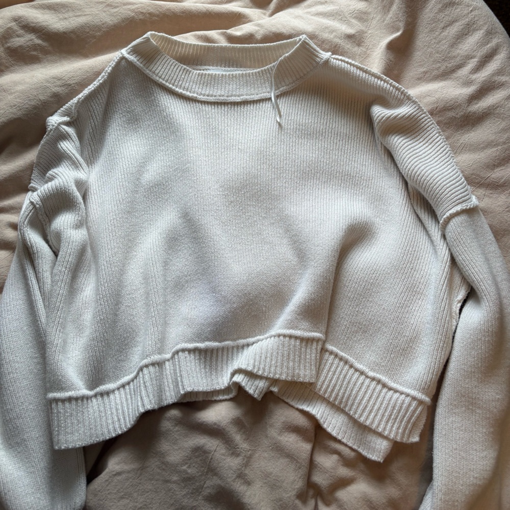 Pink Rose Cream Knit Sweater